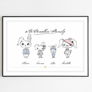 Custom family print gift | Personalised bunny Family print | Personalised gift art | Wall art
