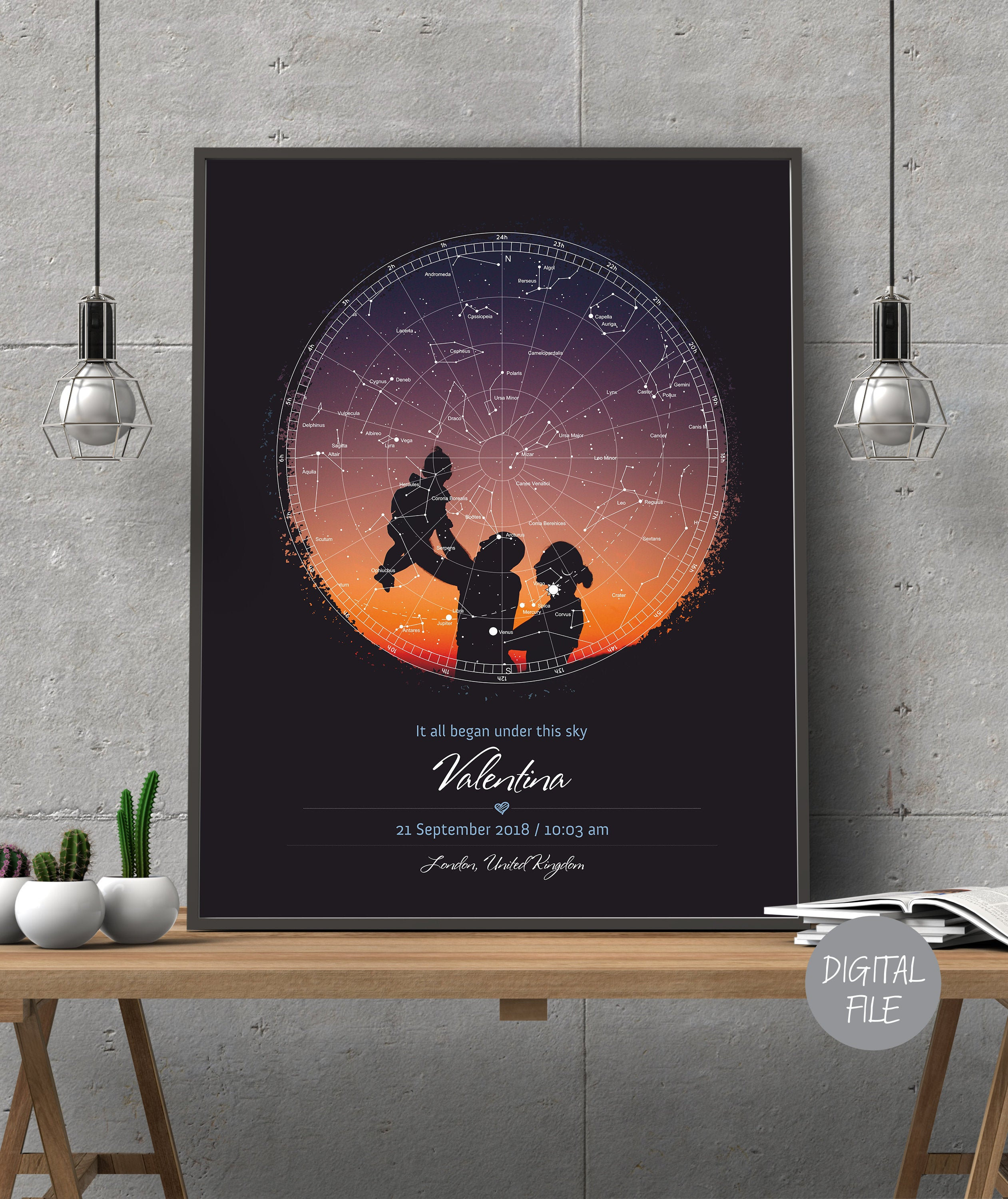 Birth Poster Custom Star Map Night Sky Print by Date - Etsy