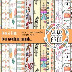 Digitaal plakboekpapier - Boho & Etnic