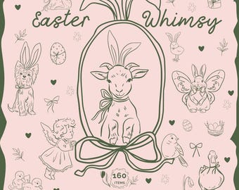 Handgezeichnetes Ostern Clipart-Bundle - Frühlingstiere, Eier SVG (Digitaler Download)