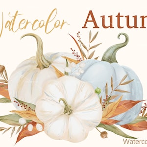 Fall Clipart - Watercolor Autumn Clipart - Pumpkin Clipart - Boho Autumn - Autumn Pumpkin png - Autumn Flowers - Fall Sublimation Design