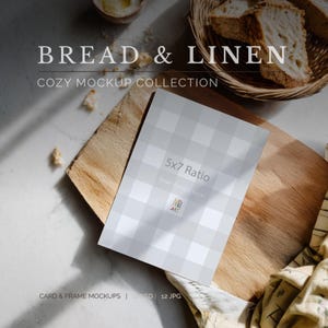 Cozy Card Mockup Bundle | Bread & Linen Frame Mockups | 5x7 PSD JPG