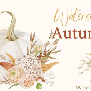 Fall Clipart - Watercolor Autumn Clipart - Pumpkin Clipart - Rustic Autumn - Autumn Pumpkin png - Autumn Flowers - Thanksgiving day card