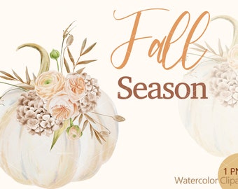 Fall Clipart - Watercolor pumpkins - Pumpkin baby shower - Boho Autumn - Autumn Pumpkin png - Autumn Flowers - Fall Sublimation Design