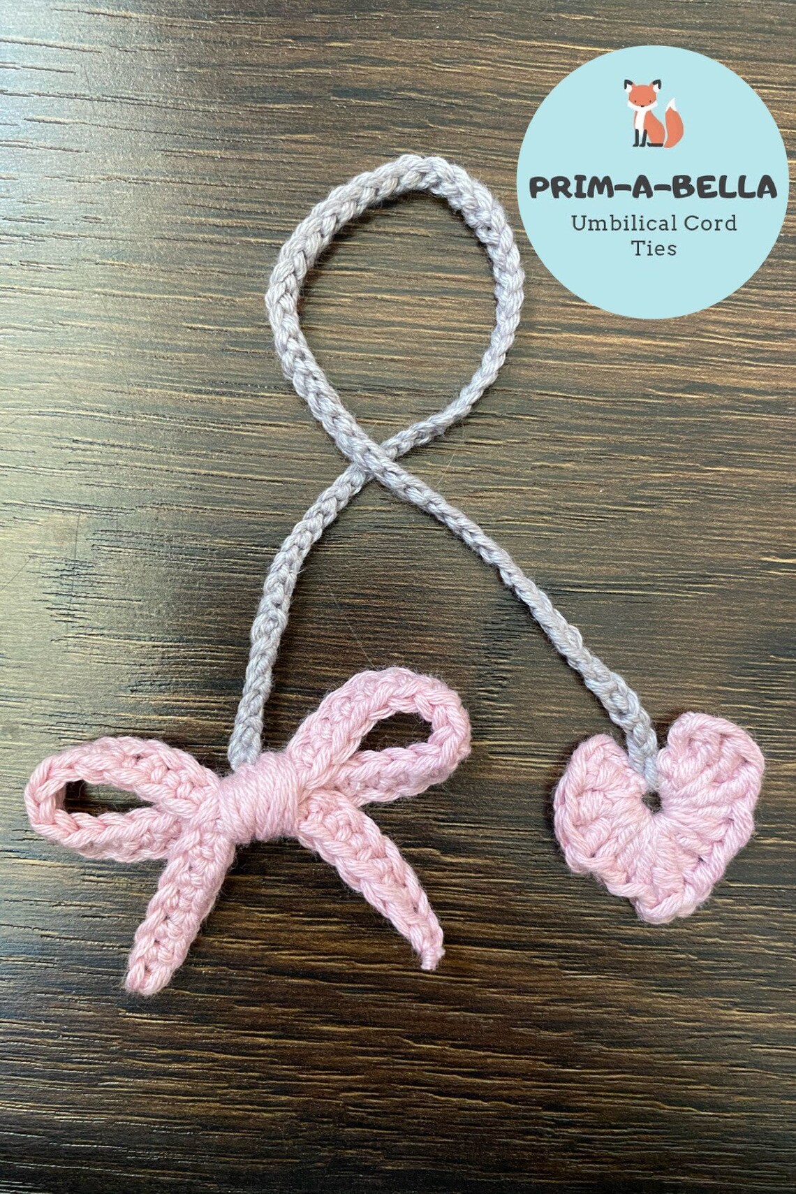 Bow and Heart Crochet Umbilical Cord Tie by PrimABella 100 Etsy