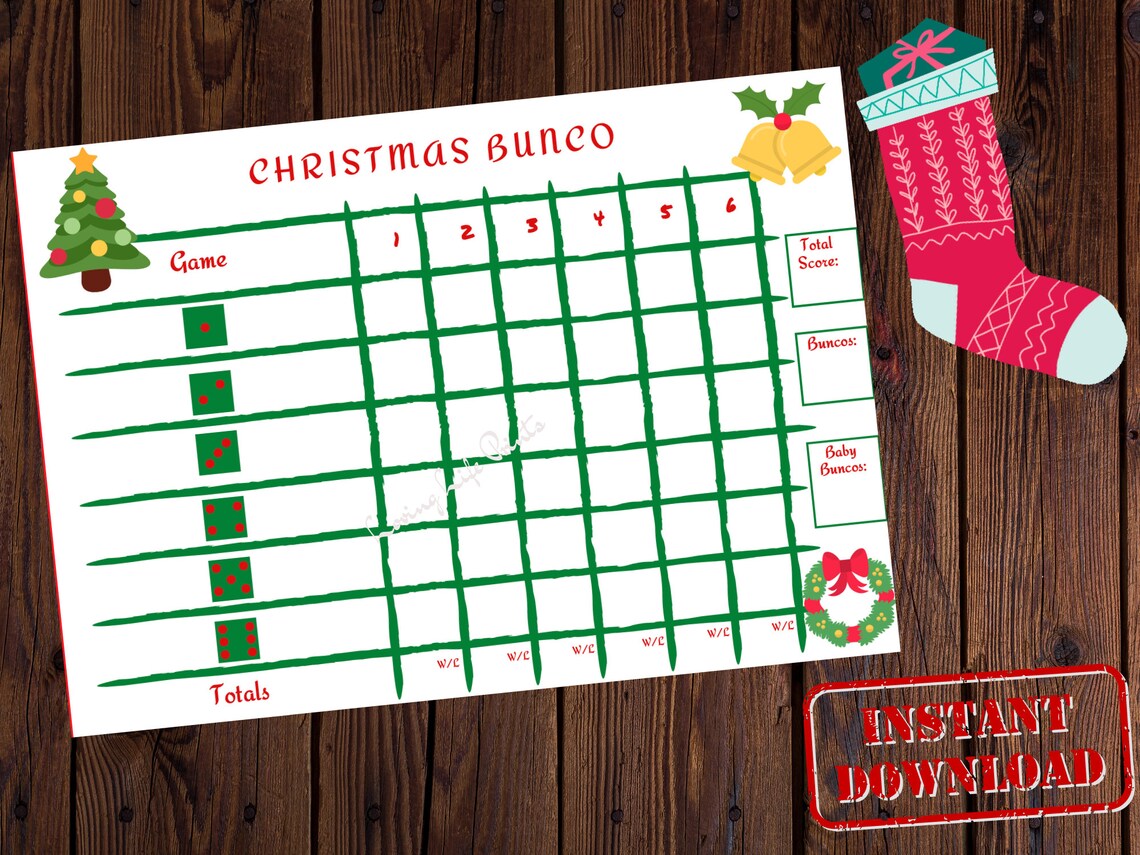 Christmas Bunco Scorecard Bunco Scorecard Bunco Scorecard Etsy
