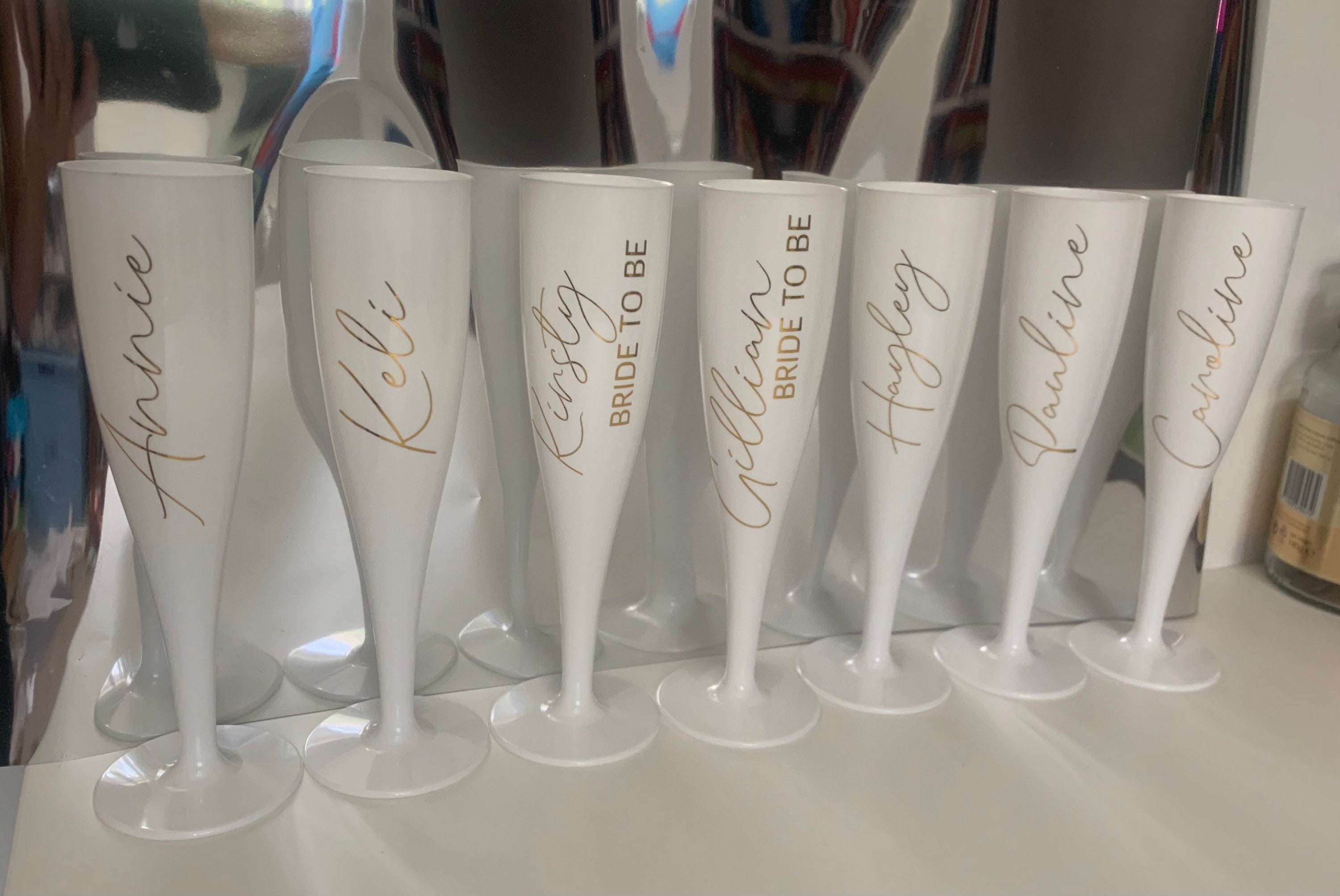 White champagne flute perfect for hen party/weddings/birthday Etsy