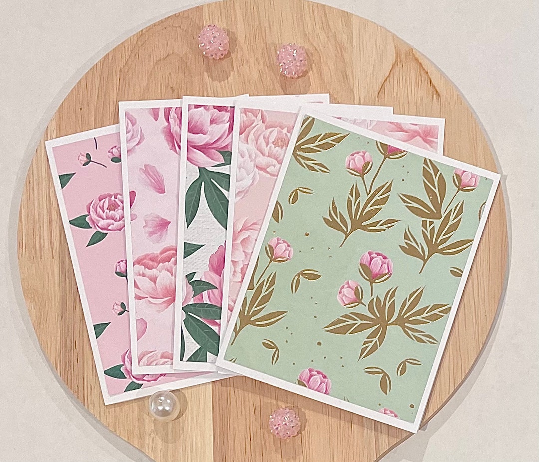 Floral Design Note Cards, Set of 5 Note Cards, Blank Note Cards With