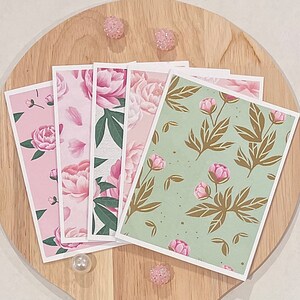 Floral Design Note Cards, Set of 5 Note Cards, Blank Note Cards with Envelopes