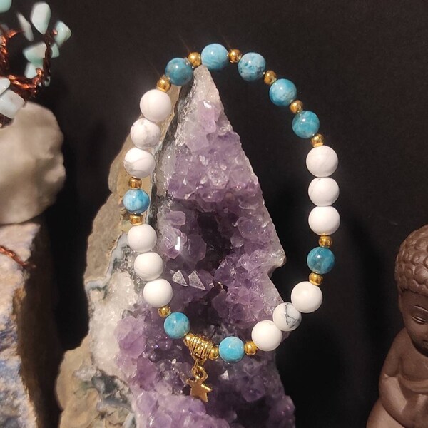 Bracelet apatite howlite 18cm calme et confiance