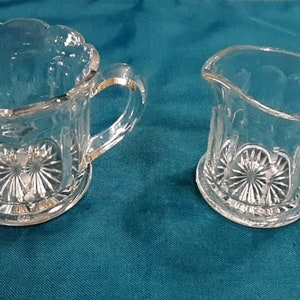 Vintage Westmoreland Glass Company Creamer and Open Sugar - Clear Glass Hand Decorated -Elegant Depression Glassware