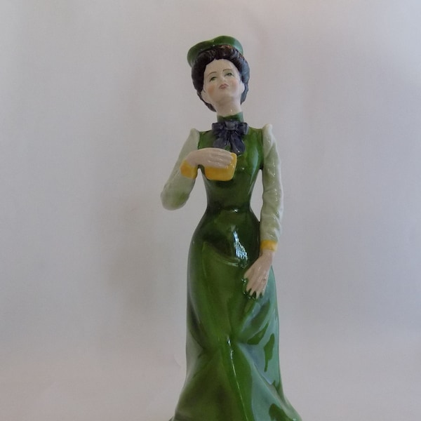 Coalport Ladies of Fashion Series "Michelle" - Lady Figurine with Green Dress - Hand Painted Fine Bone China - Made in England
