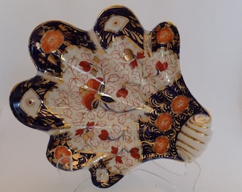 Vintage Occupied Japan Hokutosha Imari Shell Dish - Hand-Painted Gold Gilded Porcelain