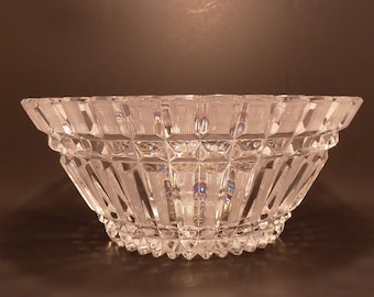 Vintage Crystal Centerpiece Bowl Classic Geometric Style of Bohemian / European Cut Lead Crystal