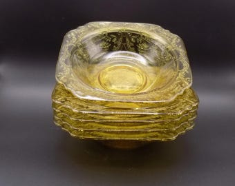 Vintage Amber Yellow "Madrid - Recollection" Cereal Bowls Set of 5  USA 1970s