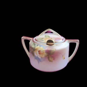 Antique Mustard Pot with Lid and Original Spoon Nippon Morimura Noritake - pre-1921 - Handpainted