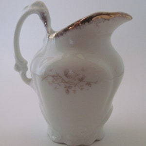 Vintage Large Creamer/Gravy Pitcher/Sweet Bud Vase With Yellow Flowers, Brown And Grey Vines, And Gold Trim