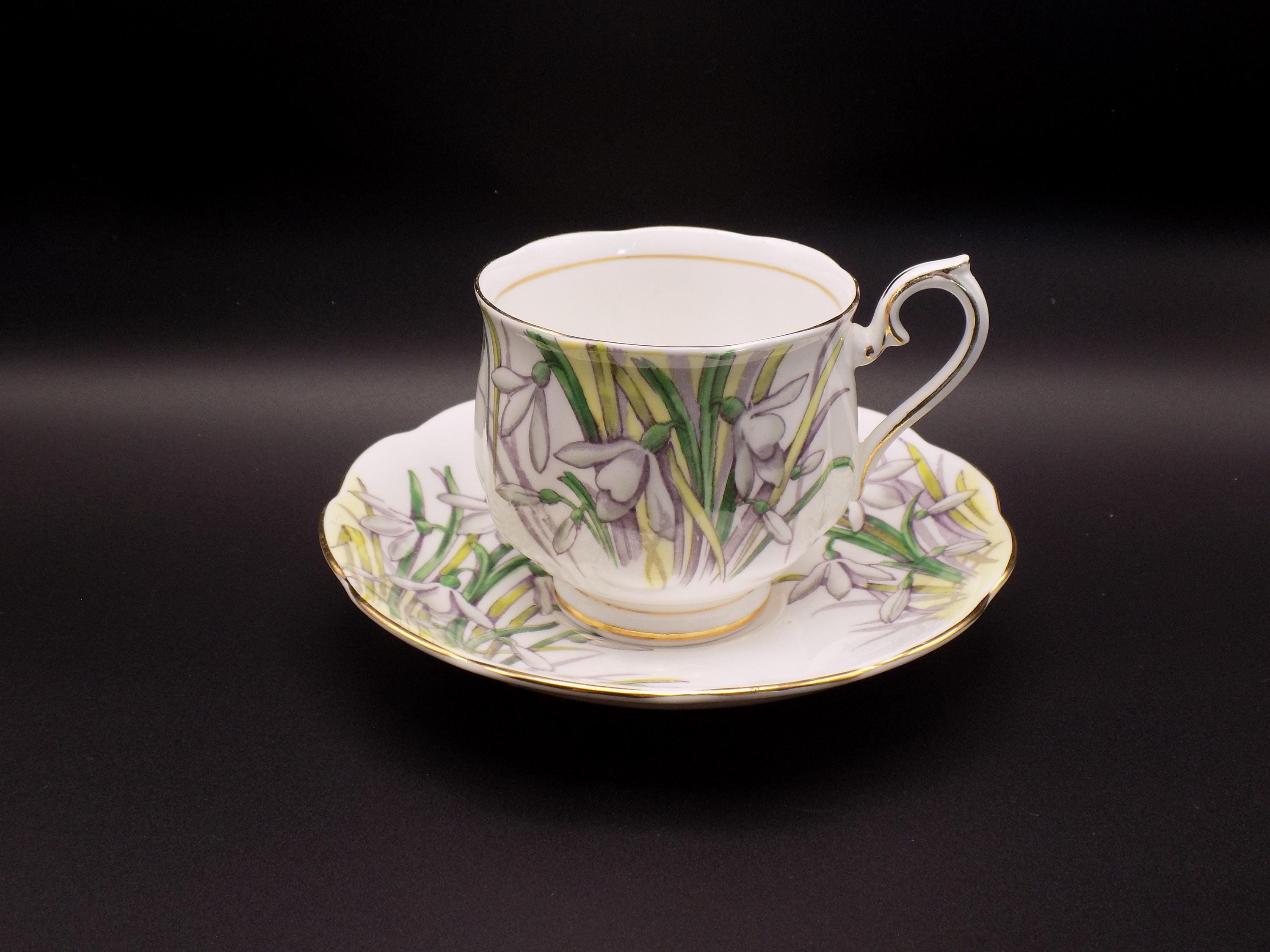 Royal Albert Snowdrop Teacup and Saucer: January Birthday Bone