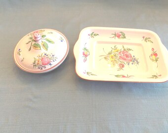 French Kellin and Guerin Luneville "Old Strassbourg" Covered Casserole/ Vegetable Platter-Tulip Motif Serving Pieces