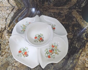 Vintage California Original "Harvest Pattern" Relish Tray- Vegetable Decor Made in USA 1950s