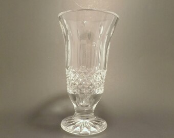 Waterford "Happy Birthday" 7" Footed Flared Vase, Clear Irish Crystal With Candle Design