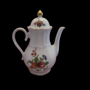 Vintage Bareuther Waldsassen Floral Coffeepot – Bavarian Botanical Print