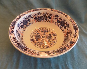 RARE 16" Wedgwood Etruria "Ningpo" Centerpiece Bowl - Large Antique English Ironstone - Chinoiserie Statement Piece