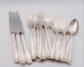 Cubertería de plata vintage Oneida Hampton Court: cuchillo, tenedor y cucharilla