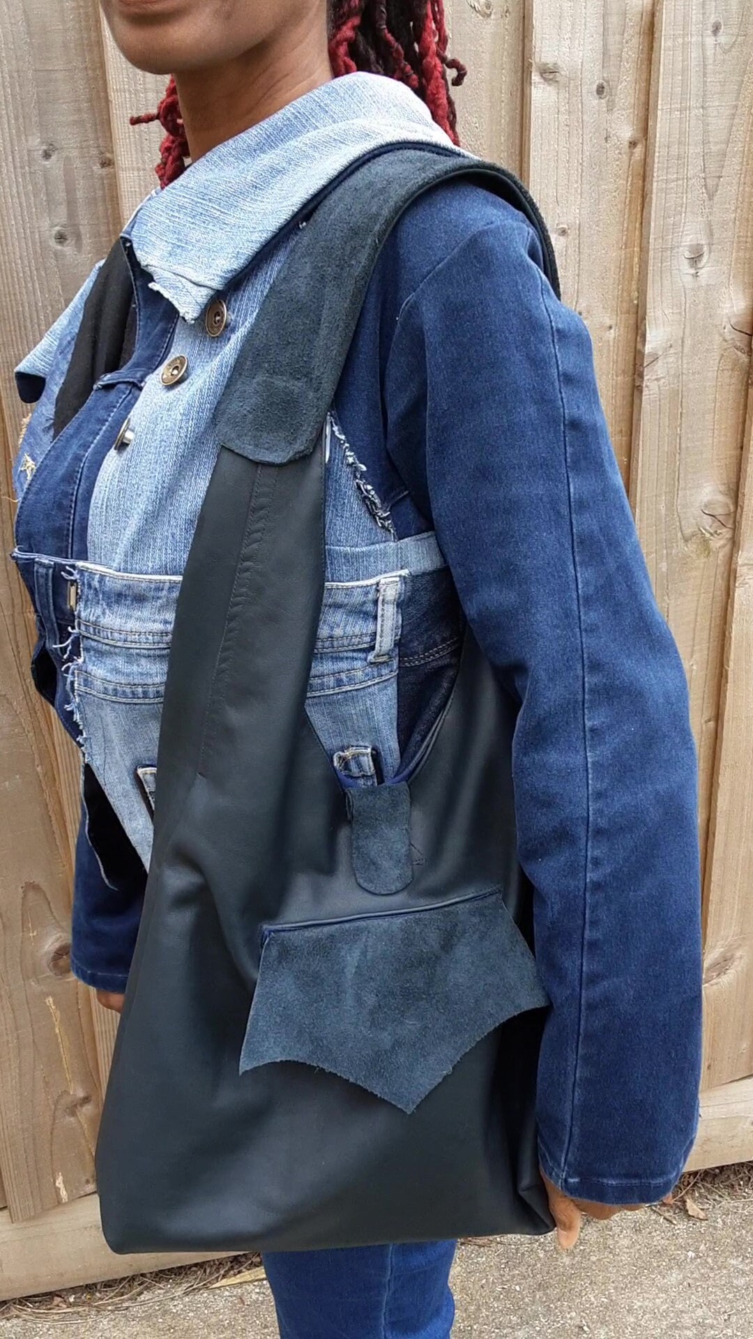 Genuine Leather Suede Navy Shoulder Bag Etsy UK