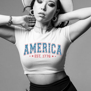 July 4th Crop Top, USA Crop Top, patriotic Crop Top, Red White and Blue, America shirt, Retro Fourth of July Crop Top, 4th of July t shirt
