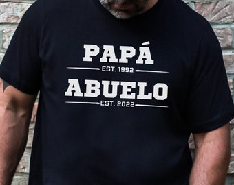 Abuelo EST T-Shirt, Spanish Grandfather Birth Announcement Personalized First Time Abuelo Gift