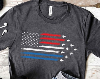 Red White Blue Air Force Flyover Men's T-shirt, Air Force Shirt, 4th of July shirt, Dad Shirt, Shirt for DAD,July 4th Independence Day shirt