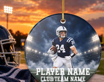 Football Team Gift Ornament with Player Photo Name Number School Year, Football Team Order Senior Night Banquet Gifts