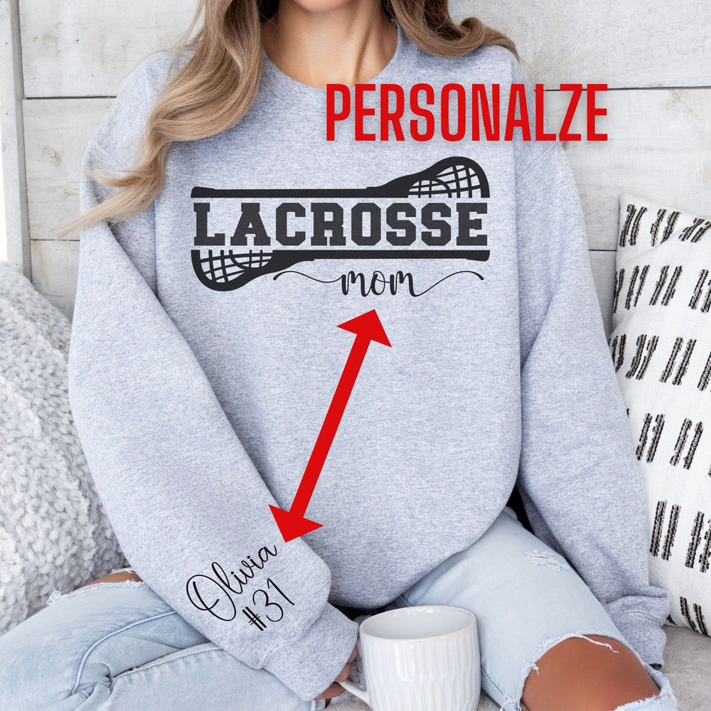 Lacrosse Sweatshirt With Player Name And Player Number,Lacrosse Mom,Personalized Lacrosse Gift,Custom Gift For Mom,Personalized Gift For Mom