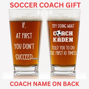 Gift for Soccer Coach Gift for End Of Season Gift for Soccer Coach, Personalized Soccer coach gift, Custom Soccer coach gift beer glass pint