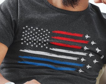 WEITUN Men's Patriotic 4th Of July T-Shirt - Air Force Flyover Graphic, Red White Blue, Cotton Blend Tee - View #9