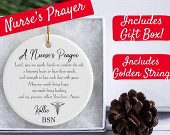 Christian Ornament for Nurse Graduation Gift Personalized With Name and Credentials, Inspirational gift For BSN Christian Christmas Ornament