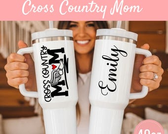 Gift For Cross Country Mom Personalized 40oz Tumbler With Athlete Name, Sports Mom Custom Travel Cup, Mother's Day Gift