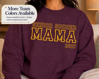 Senior Soccer Mama Sweatshirt 2027, Class of 2027 Soccer Senior Night Gift Personalized, Varsity Soccer Crewneck