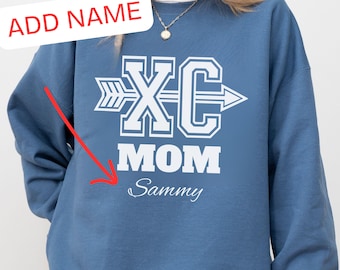 Sudadera personalizada para mamá de cross country con nombre, camiseta de cross country de secundaria, jersey de cuello redondo CC, regalo