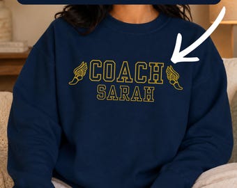 Personalized Cross Country Coach Sweatshirt, Custom Team Color XC Coach Gift, Coach Name Crewneck, End of Season Coach Gift