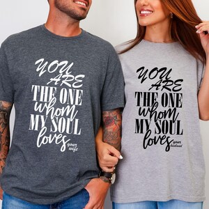 Religious matching shirts for husband and wife, Christian couple faith based apparel