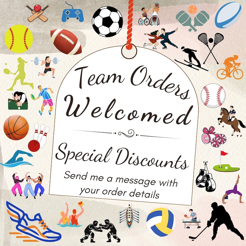 Team orders welcomed. Special discounts for sports team orders. Mom's Next Adventure
