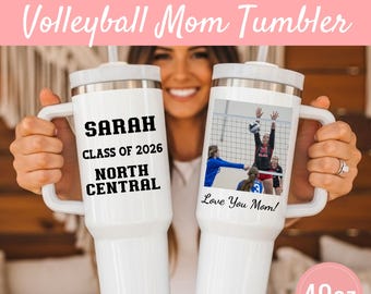 Volleyball Mom Tumbler Personalized Photo Gift Custom Volleyball Mom Travel Cup Team Name Player