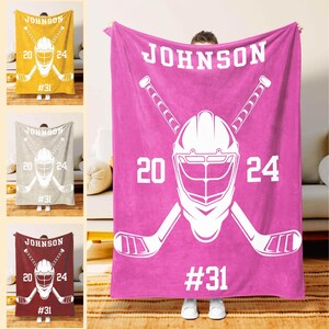 This is a picture of a customized hockey blanket for a hockey coach or as a gift for a hockey player.