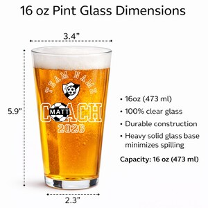 Soccer Coach Personalized Pint Glass – Custom Roster Gift for End of Season image 11