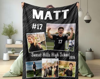 Lacrosse Photo Blanket, Custom Team Player Gift,Personalized Lacrosse Blanket with Photos, School Colors, End of Season