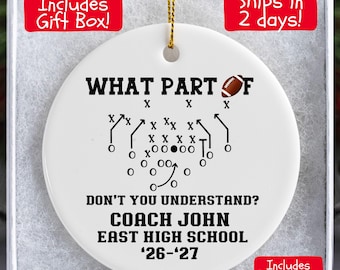 Football Coach Christmas Gift For Football Coach, Personalized Football Ornament For Coach Ornament With Gift Box