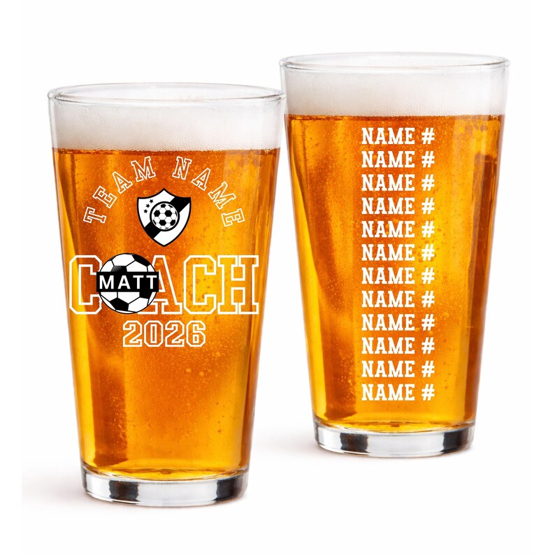 Personalized soccer roster pint glass fits full team roster custom coach gift mom's next adventure