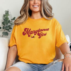 Maryland Girl Retro Crab T-Shirt, State Pride Apparel For Her
